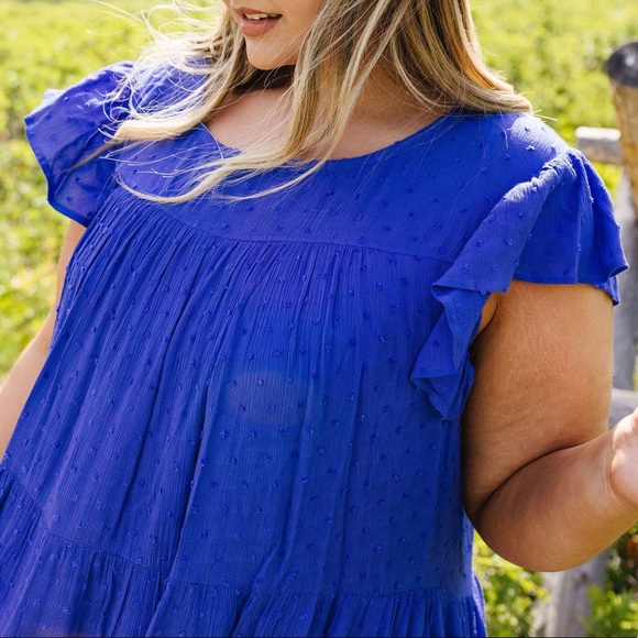 True Blue Swiss Dot Tiered Dress - Picture 12 of 13